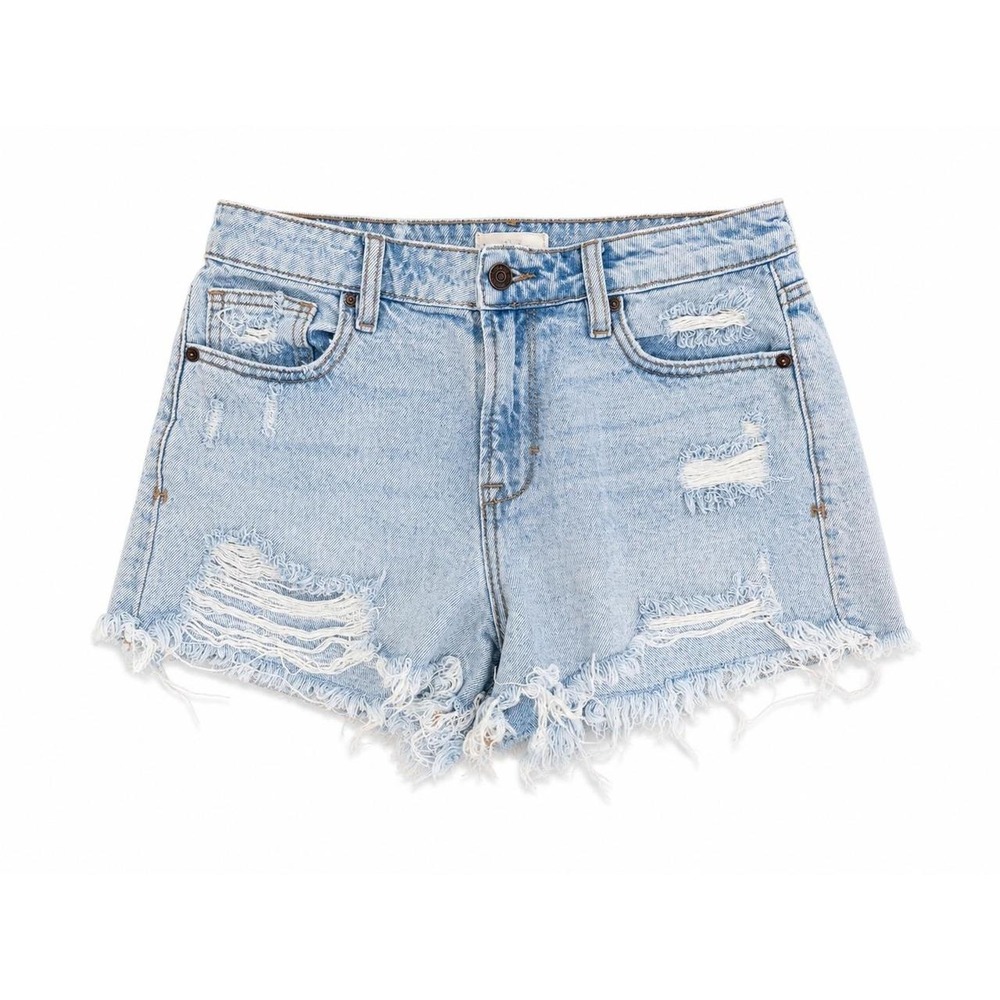Altar'd State Women's Distressed High Rise Denim Shorts Light Wash Size Small